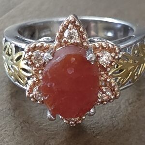 VINTAGE RAW CARNELIAN, 5.93 Grams  STERLING SILVER 925 Ladies Ring